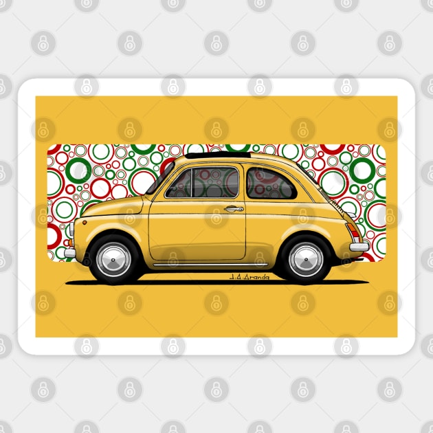 The cutest small car ever with italian pop background Magnet by jaagdesign